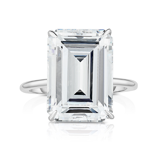 The Six Carat Emerald Cut DE Lite Setting Platinum | Marisa Perry by Douglas Elliott The Six Carat Emerald Cut DE Lite Setting Platinum | Marisa Perry by Douglas Elliott