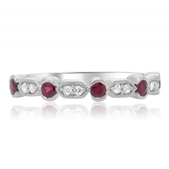 Ruby and Diamond Milgrain Band Ruby and Diamond Milgrain Band