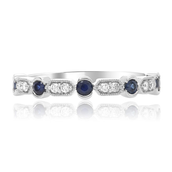 Sapphire and Diamond Milgrain Band