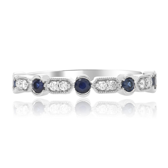 Sapphire and Diamond Milgrain Band Sapphire and Diamond Milgrain Band