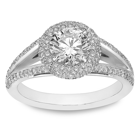 The Round Split Shank Double Halo Engagement Ring | Marisa Perry by ...