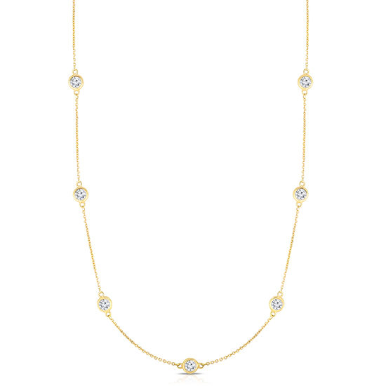 Bezel Set Diamond Necklace 14k Yellow Gold
