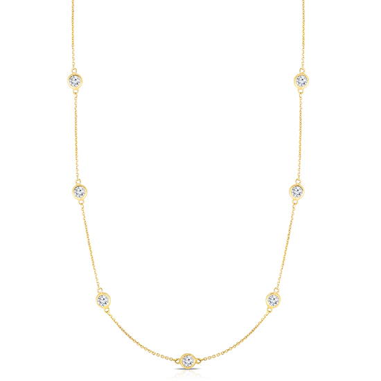Bezel Set Diamond Necklace 14k Yellow Gold - Necklaces Jewelry Collections