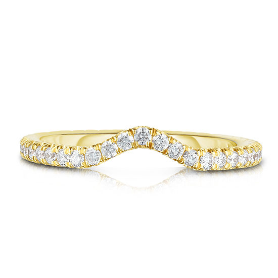 One Point Micro Pave Contour Band 18k Yellow Gold