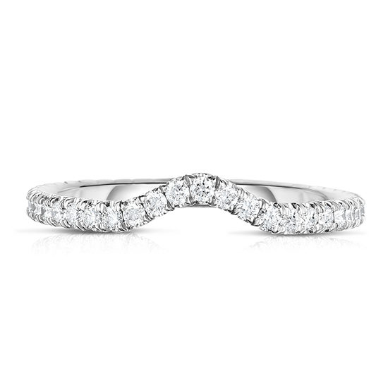 One Point Micro Pave Contour Band Platinum