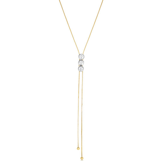 Triple Diamond Bolo Necklace 14k Two Tone Gold