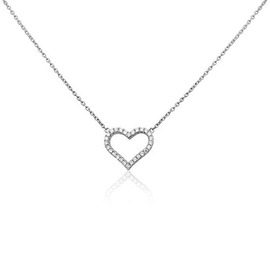Diamond Heart Necklace 14k White Gold