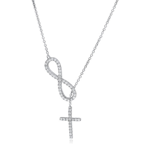 Diamond Infinity & Cross Lariat Necklace