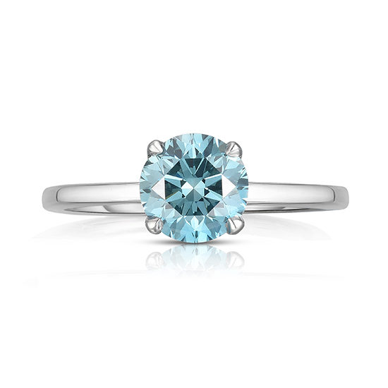 Round Brilliant Cut DE Solitaire with a Color Treated Blue Diamond | Marisa Perry by Douglas Elliott