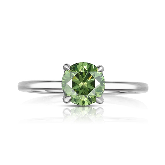 Round Brilliant Cut DE Solitaire with a Color Treated Green Diamond | Marisa Perry by Douglas Elliott Round Brilliant Cut DE Solitaire with a Color Treated Green Diamond | Marisa Perry by Douglas Elliott