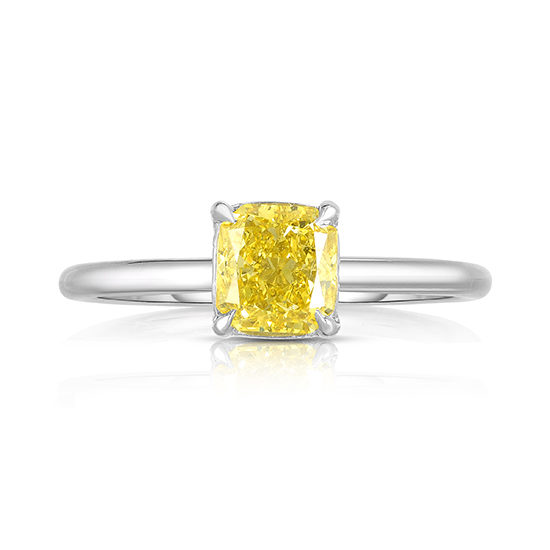 Cushion Cut DE Solitaire with a Color Treated Yellow Diamond | Marisa Perry by Douglas Elliott