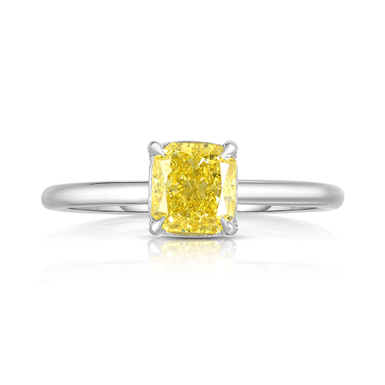 Cushion Cut DE Solitaire with a Color Treated Yellow Diamond | Marisa ...