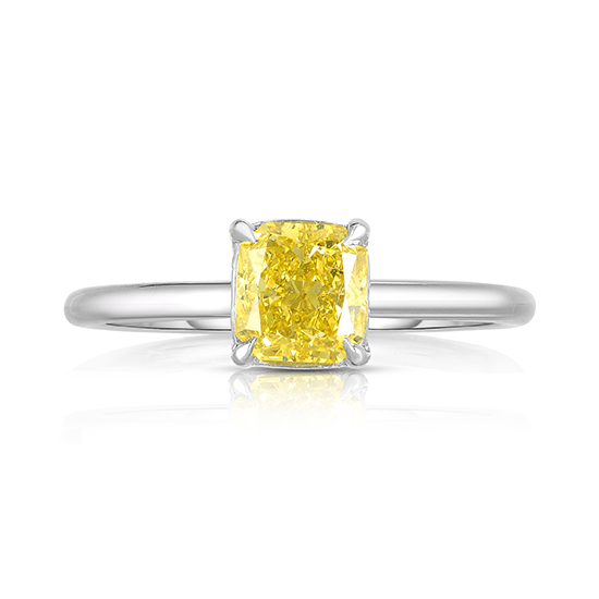 Cushion Cut DE Solitaire with a Color Treated Yellow Diamond | Marisa Perry by Douglas Elliott Cushion Cut DE Solitaire with a Color Treated Yellow Diamond | Marisa Perry by Douglas Elliott