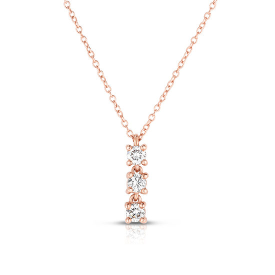 Triple Diamond Necklace 14k Rose Gold