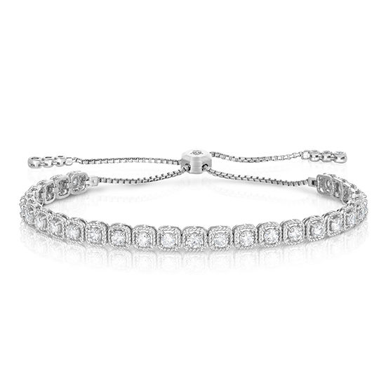 Milgrain Diamond Bolo Bracelet 14k White Gold