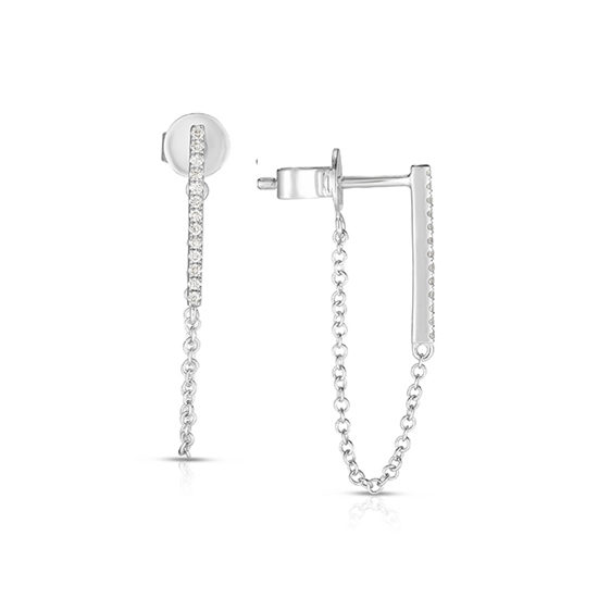 Bar and Chain White Gold and Diamond Earrings | Marisa Perry