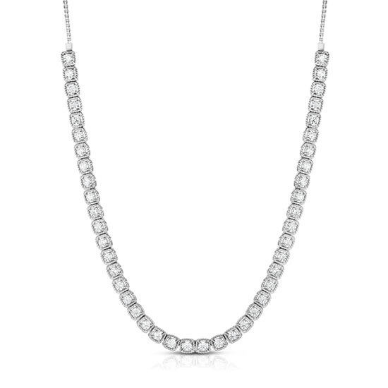 Milgrain Diamond Bolo Necklace 14k White Gold | Marisa Perry