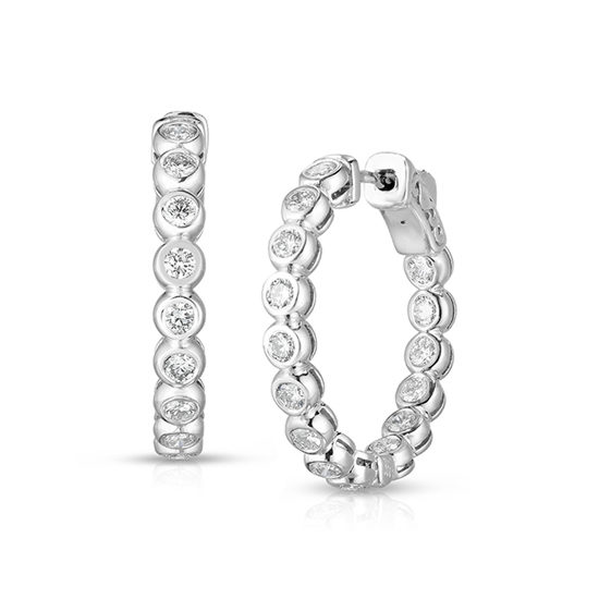 30 Bezel Set Diamond Hoop Earrings 14k White Gold | Marisa Perry