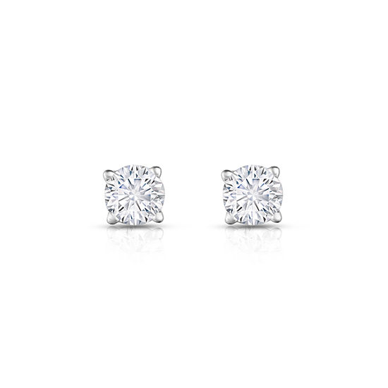 Round Brilliant Cut Diamond 4-Prong Basket Studs 14k White Gold