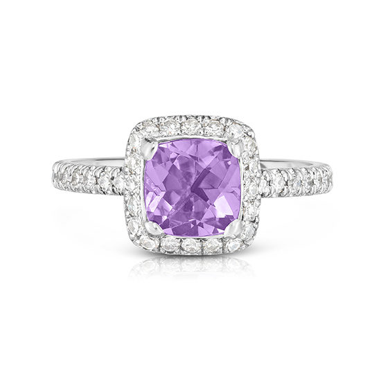Amethyst InLove setting with diamond micro pave Platinum | Marisa Perry by Douglas Elliott
