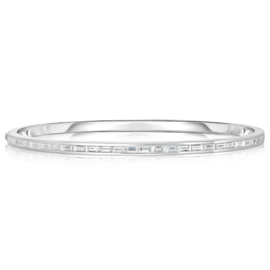 Baguette Diamond Bangle Bracelet 18k White Gold | Marisa Perry