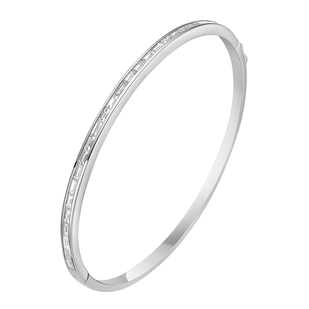 Baguette Diamond Bangle Bracelet 18K White Gold | Marisa Perry