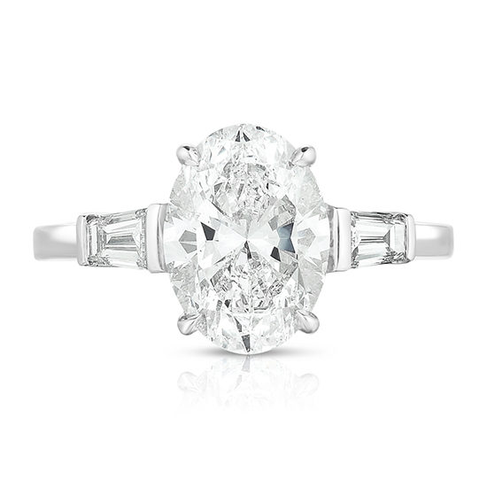 Marisa Perry Three Stone Diamond Engagement Ring - Oval Cut Diamond With Tapered Baguettes