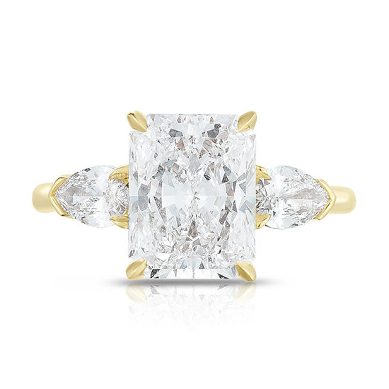 Marisa Perry Three Stone Radiant Cut Diamond Engagement Ring With Pears