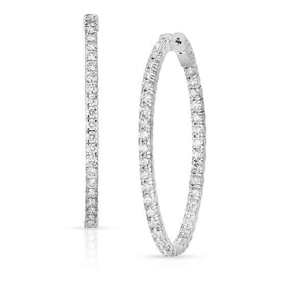 Oval Diamond Hoops | 14k White Gold