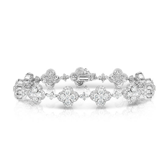 3.71 Carat Diamond Clover Bracelet 18k White Gold Marisa Perry