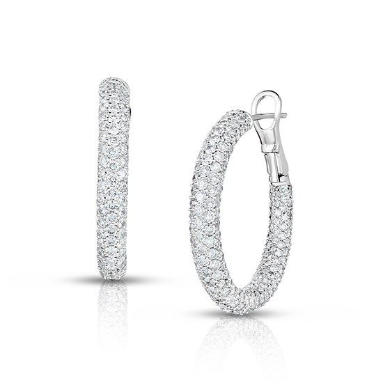 Inside Out Micro Pave Diamond Hoop Earrings 18k White Gold - Earrings  Jewelry Collections