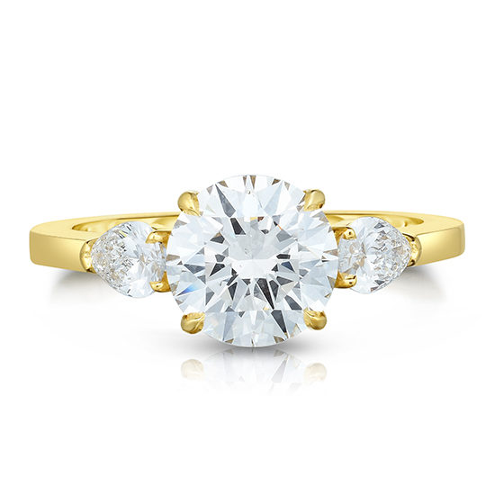 The Round Brilliant Cut Diamond Three Stone With Pears 18k Yellow Gold | Marisa Perry by Douglas Elliott