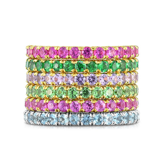 Colored Gemstone Micro Pave Eternity Bands | Spring 2019 New Collection | Marisa Perry by Douglas Elliott