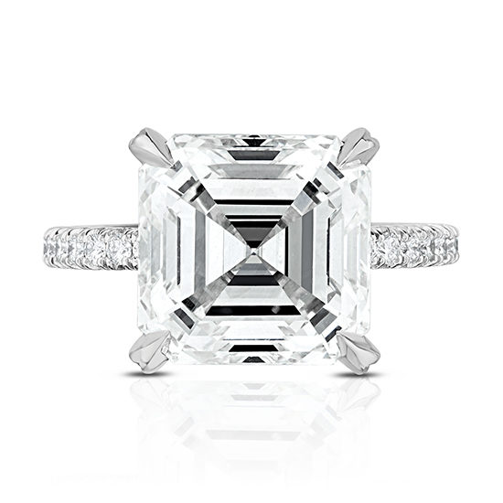 4.02 Carat Asscher Micro Pave Platinum Engagement Ring | The Robin Setting by Douglas Elliott