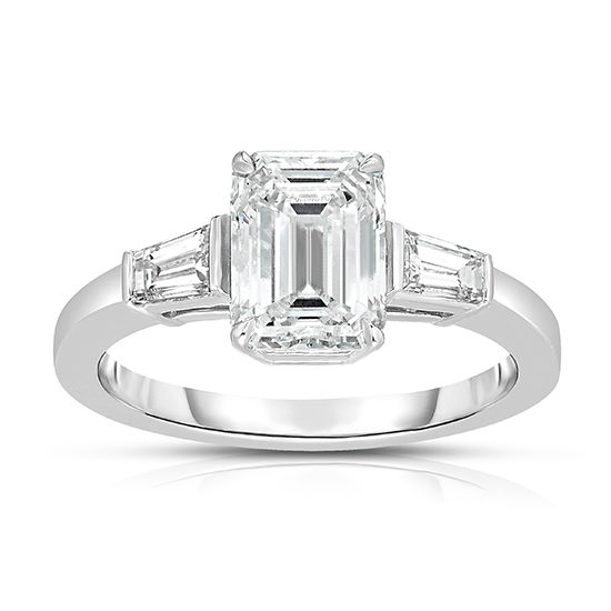 Emerald cut Diamond with Tapered Baguettes | Three Stone Ring | Marisa Perry By Douglas Elliott