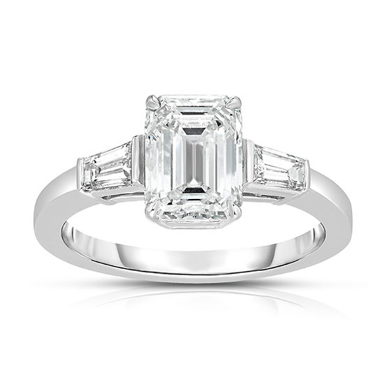 Three stone baguette engagement ring deals