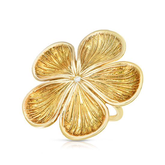 Marisa Perry Diamond Flower Ring | Sterling Silver with 18k Yellow Gold Overlay