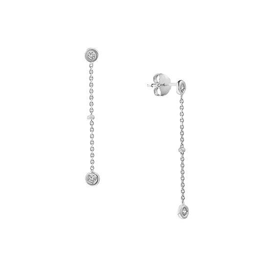 Bezel Set Diamond Dangle Earrings 14k White Gold