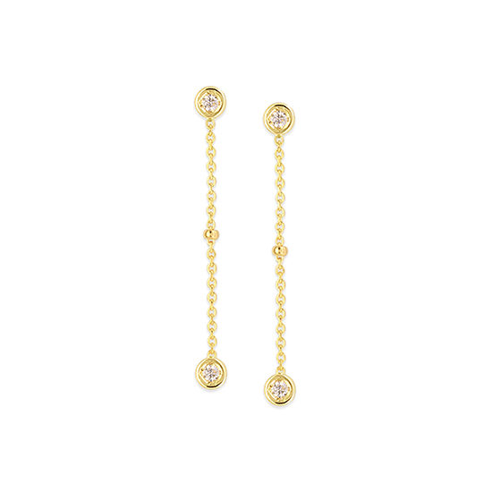 Bezel Set Diamond Dangle Earrings 14k Yellow Gold