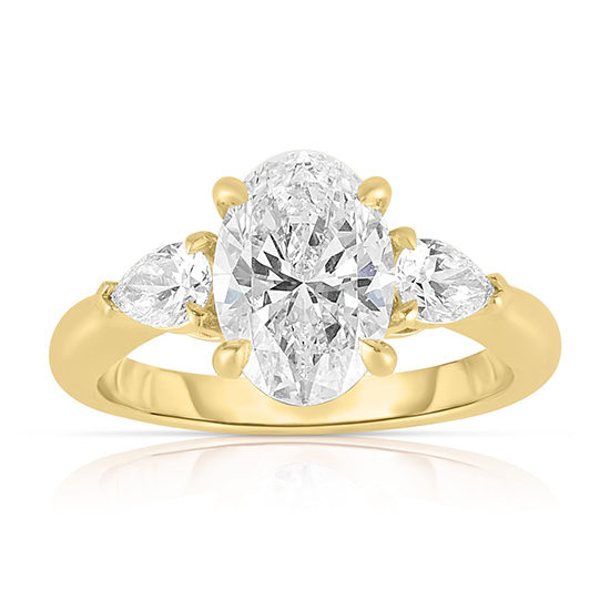 The 2.05 Carat Oval Cut Diamond Three Stone With Pears | Marisa Perry by Douglas Elliott