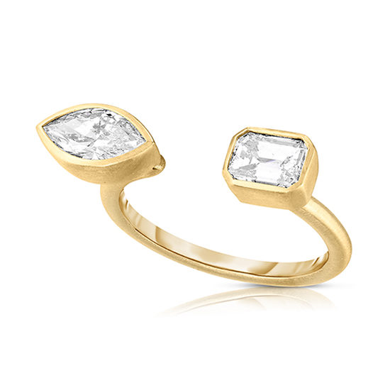 Marquise and Emerald cut Diamond Split Ring | Marisa Perry by Douglas Elliott