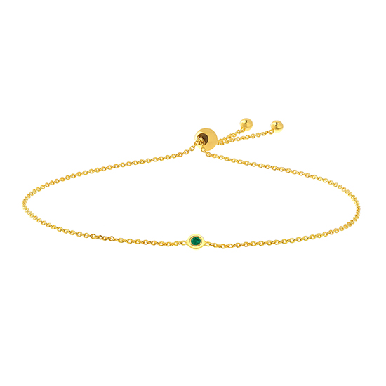 Bezel Set Green Emerald Bolo Bracelet