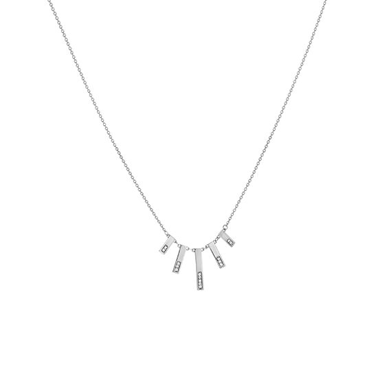 Graduated Bar Necklace 14k White Gold