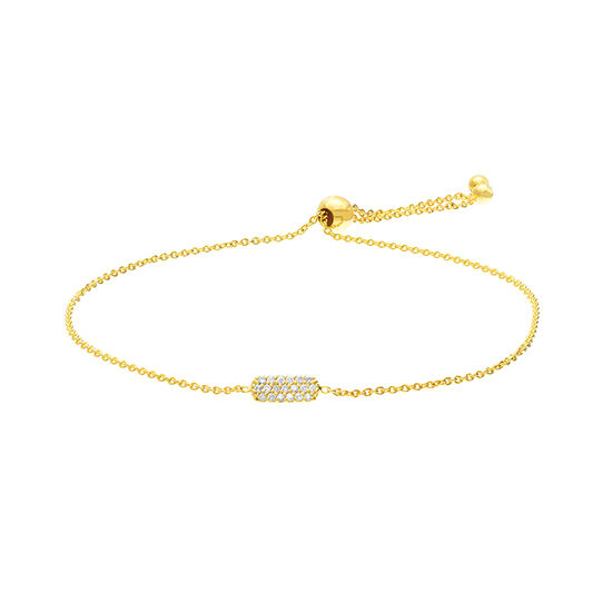 Micro Pave Bolo Bracelet 14k Yellow Gold