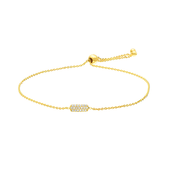 Micro Pave Bolo Bracelet 14k Yellow Gold