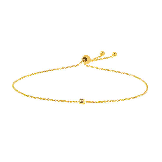 Bezel Set Diamond Bolo Bracelet 14k Yellow Gold