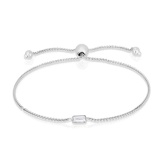 Baguette Cut Diamond Bezel Set Bolo Bracelet | Love and Light Collection