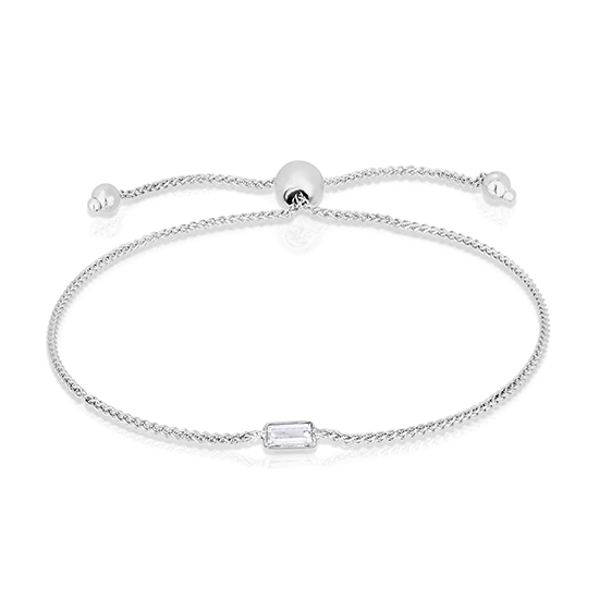 Baguette Cut Diamond Bezel Set Bolo Bracelet | Love and Light Collection