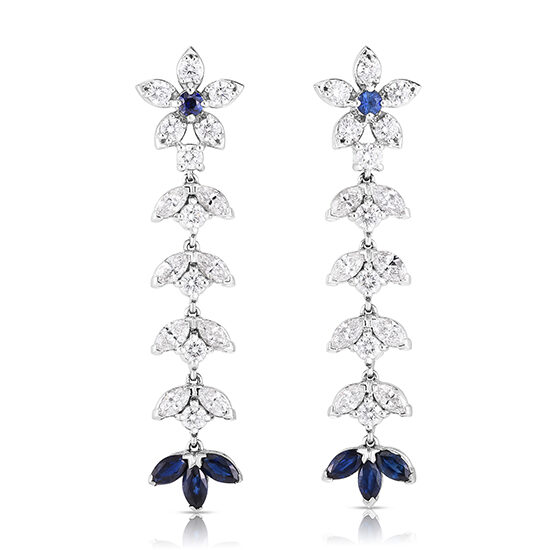The Emily Earrings with Diamonds and Blue Sapphires Platinum