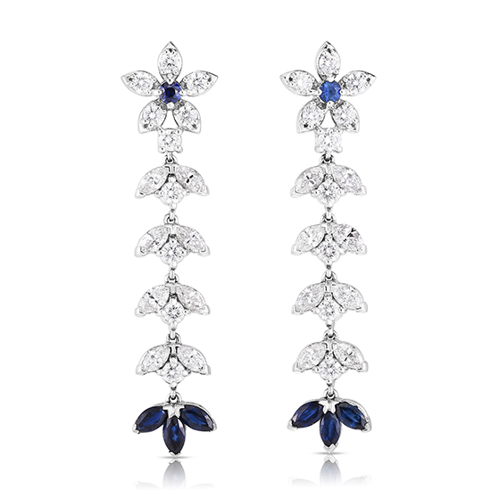 The Emily Earrings with Diamonds and Blue Sapphires Platinum The Emily Earrings with Diamonds and Blue Sapphires Platinum
